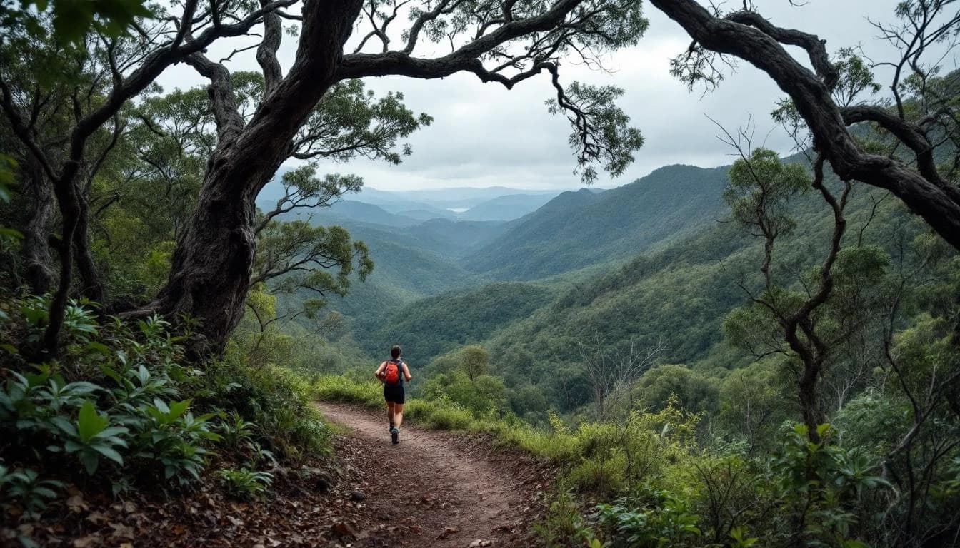 Trail running course through singletrack trails in Queensland, AU
