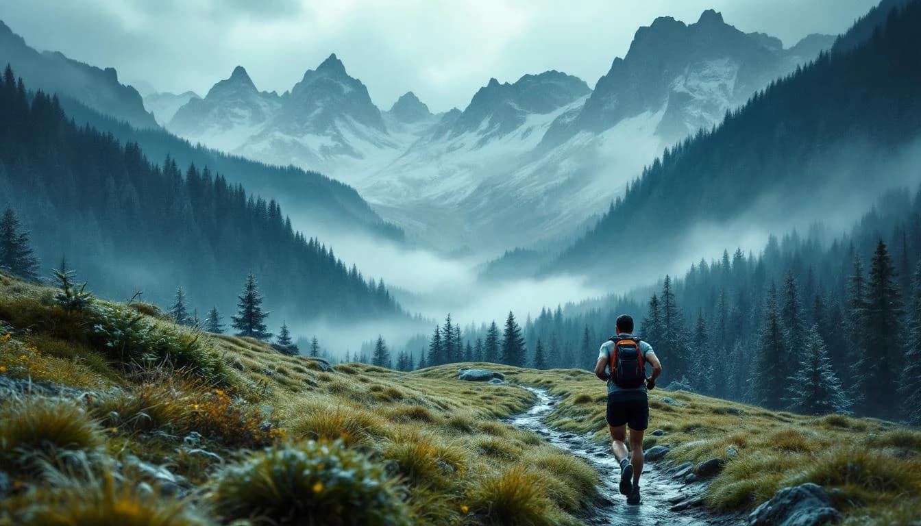 Trail running course through mixed terrain in Tyrol, AT