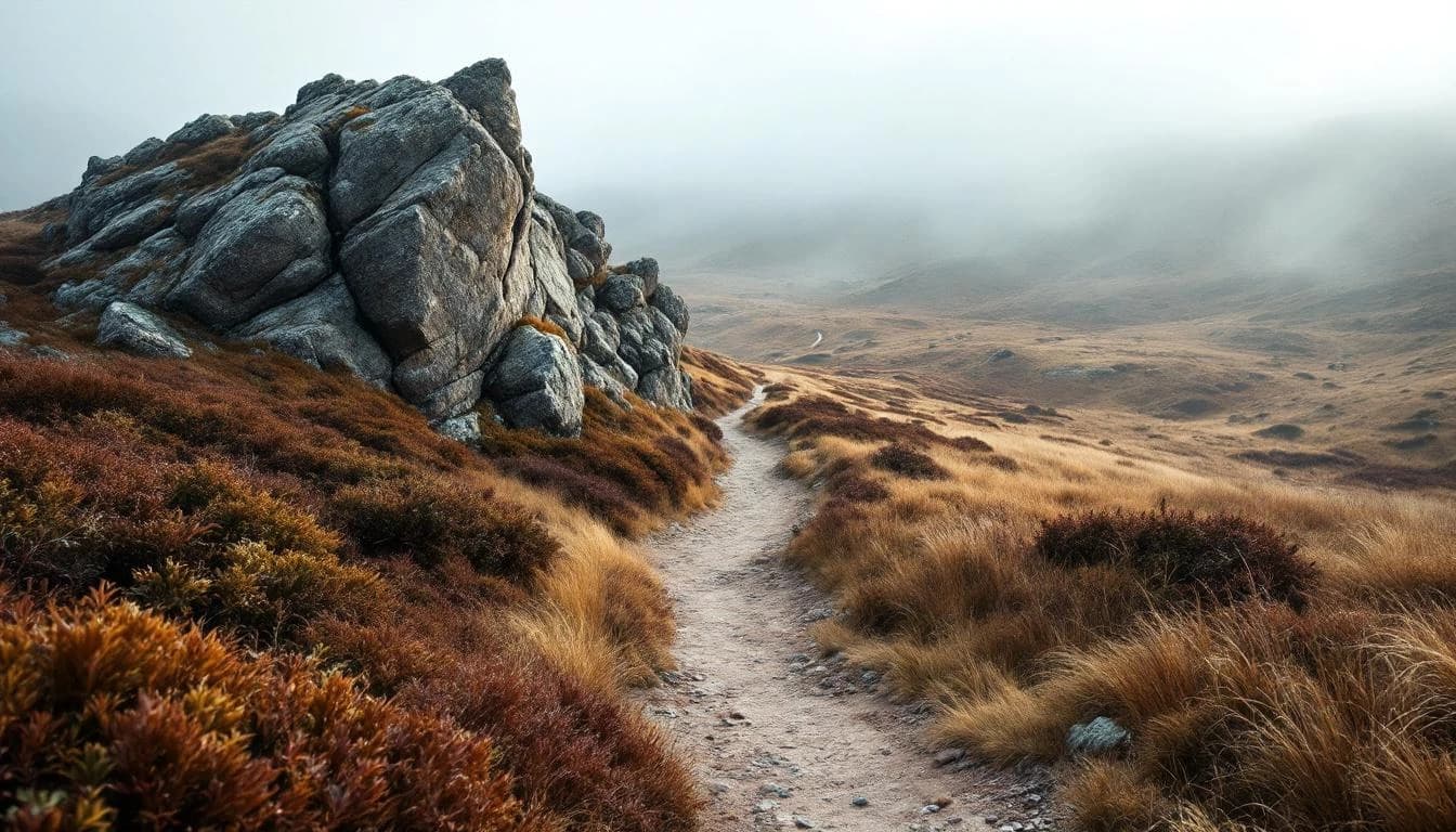Trail running course through technical terrain in West Yorkshire, GB