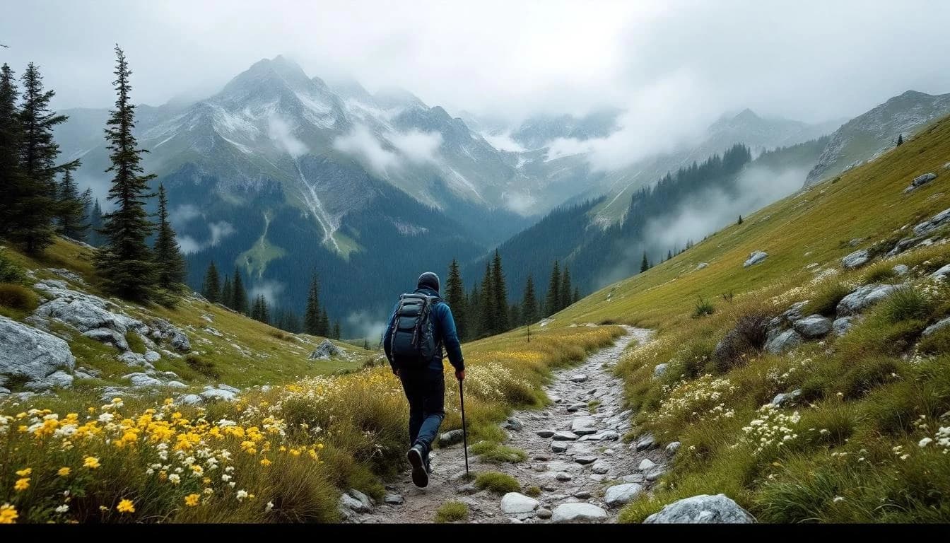 Trail running course through mixed terrain in Trentino-Alto Adige, IT