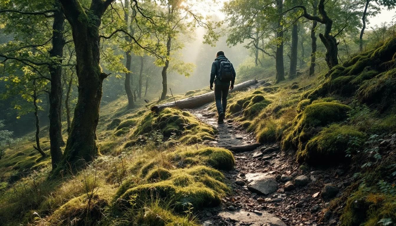 Trail running course through mixed terrain in Derbyshire, GB