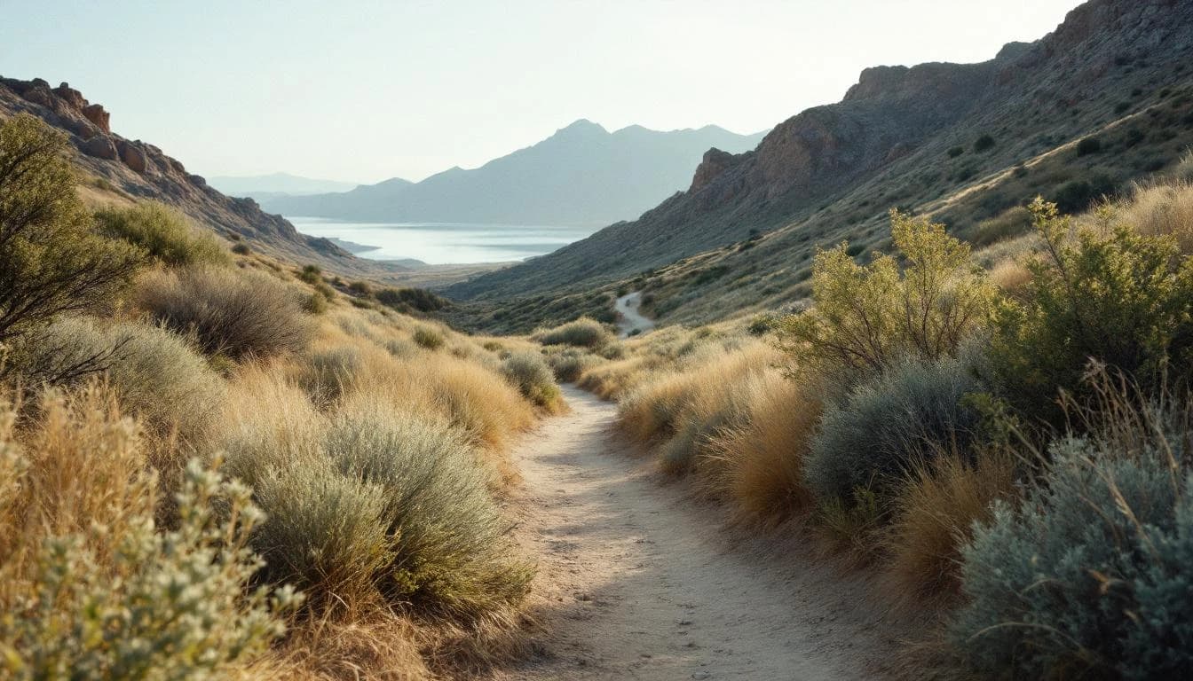 Trail landscape for Antelope Island Buffalo Run — 25K