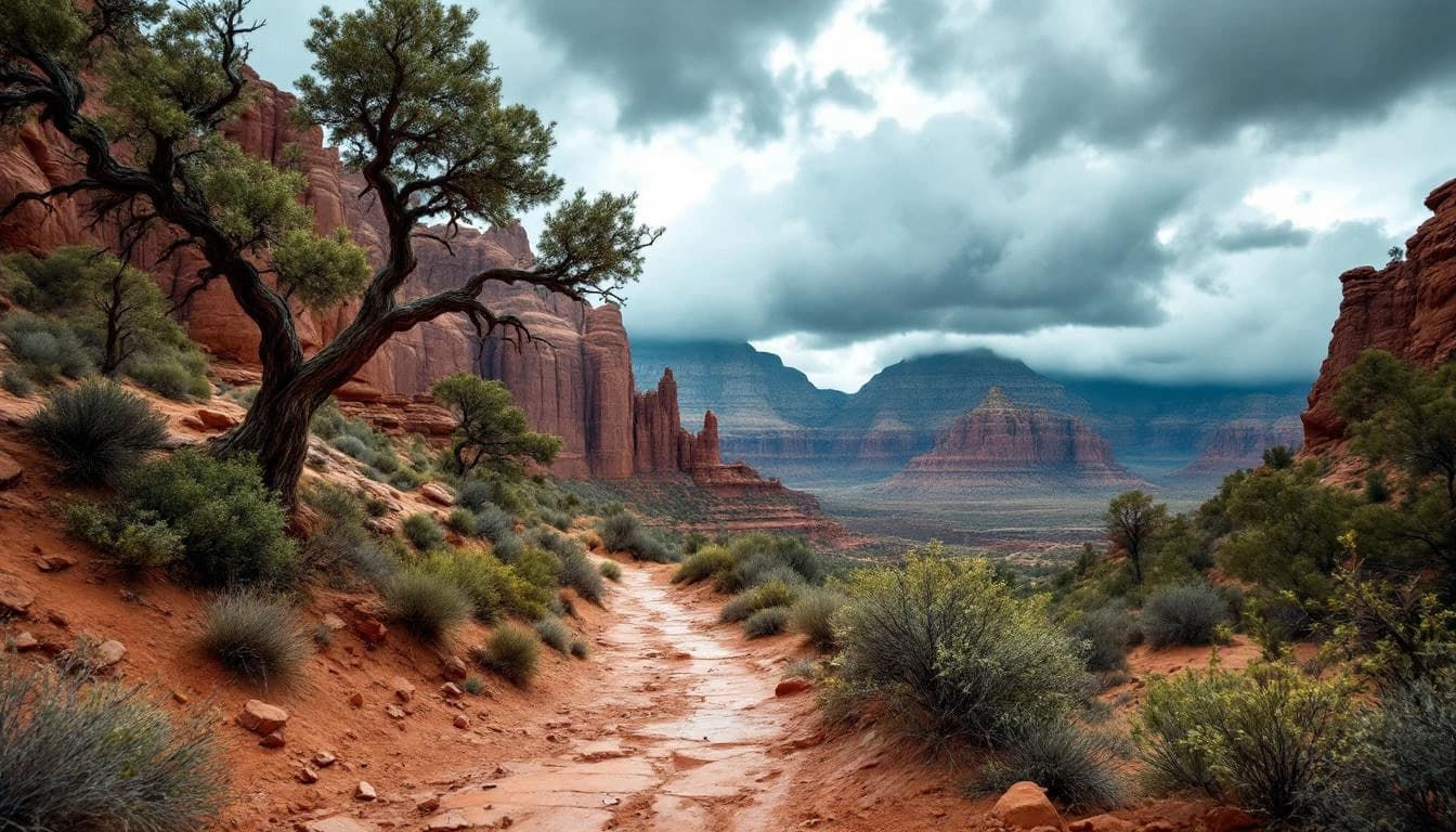 Trail running course through mixed terrain in Utah