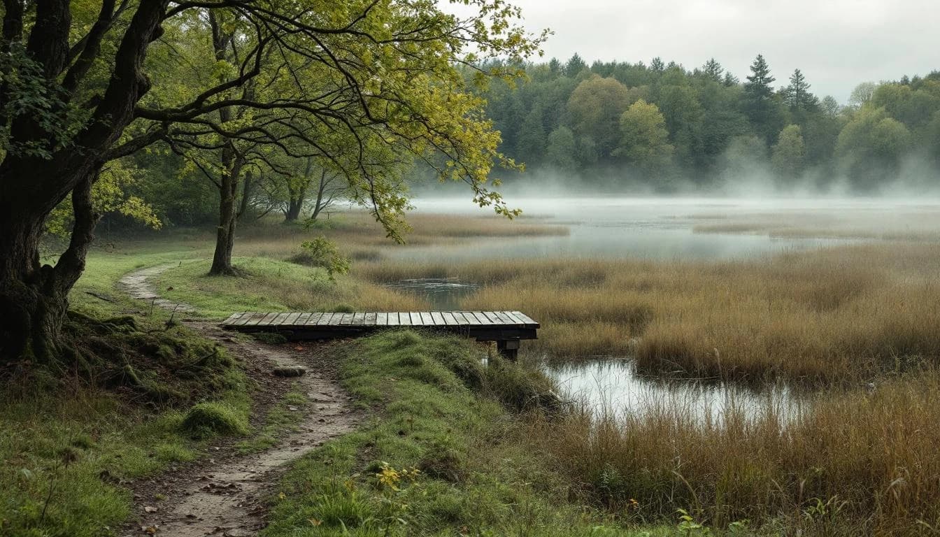 Trail running course through mixed terrain in England, GB
