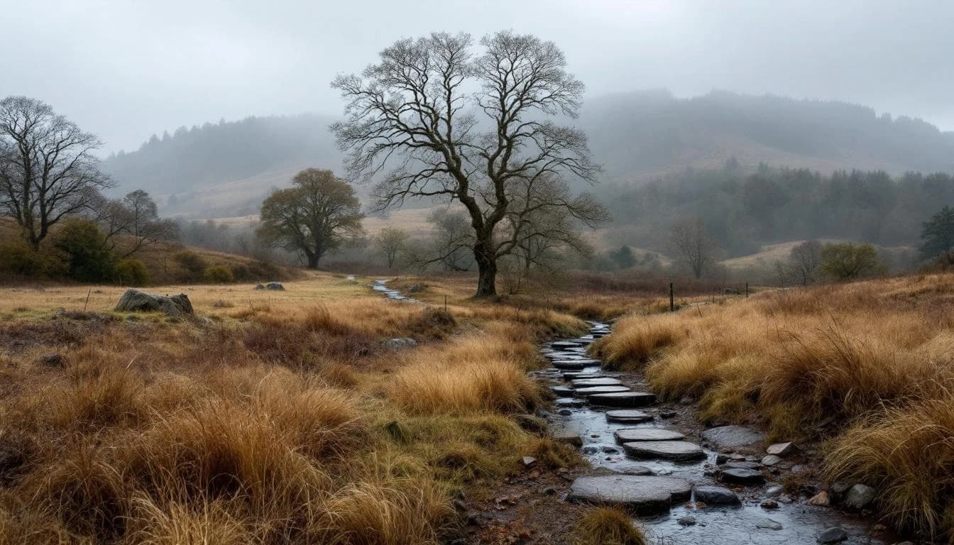 Trail running course through mixed terrain in Northamptonshire, GB