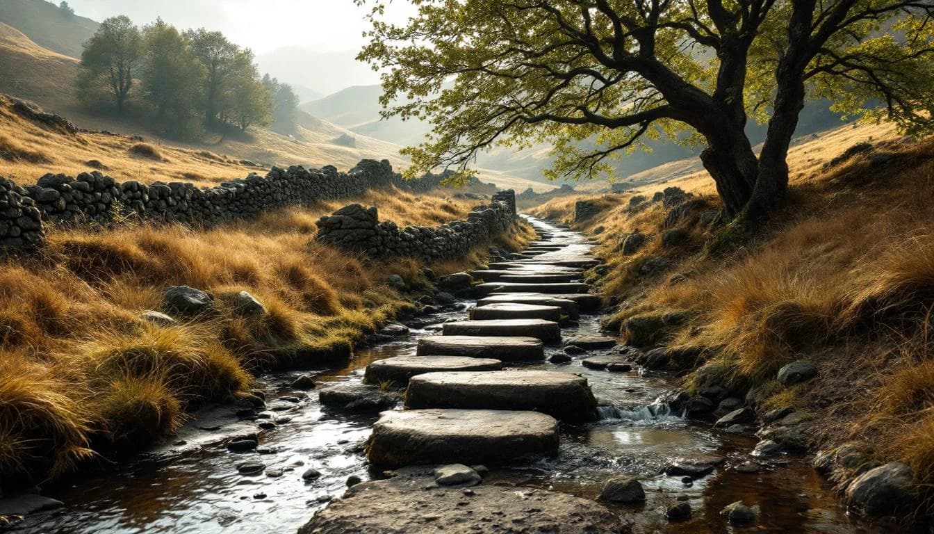 Trail running course through mixed terrain in Wales, GB