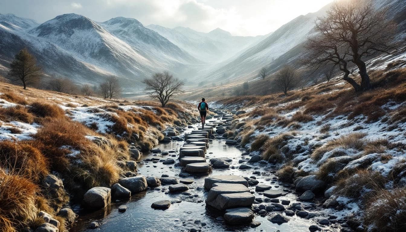 Trail running course through mixed terrain in Kent, GB
