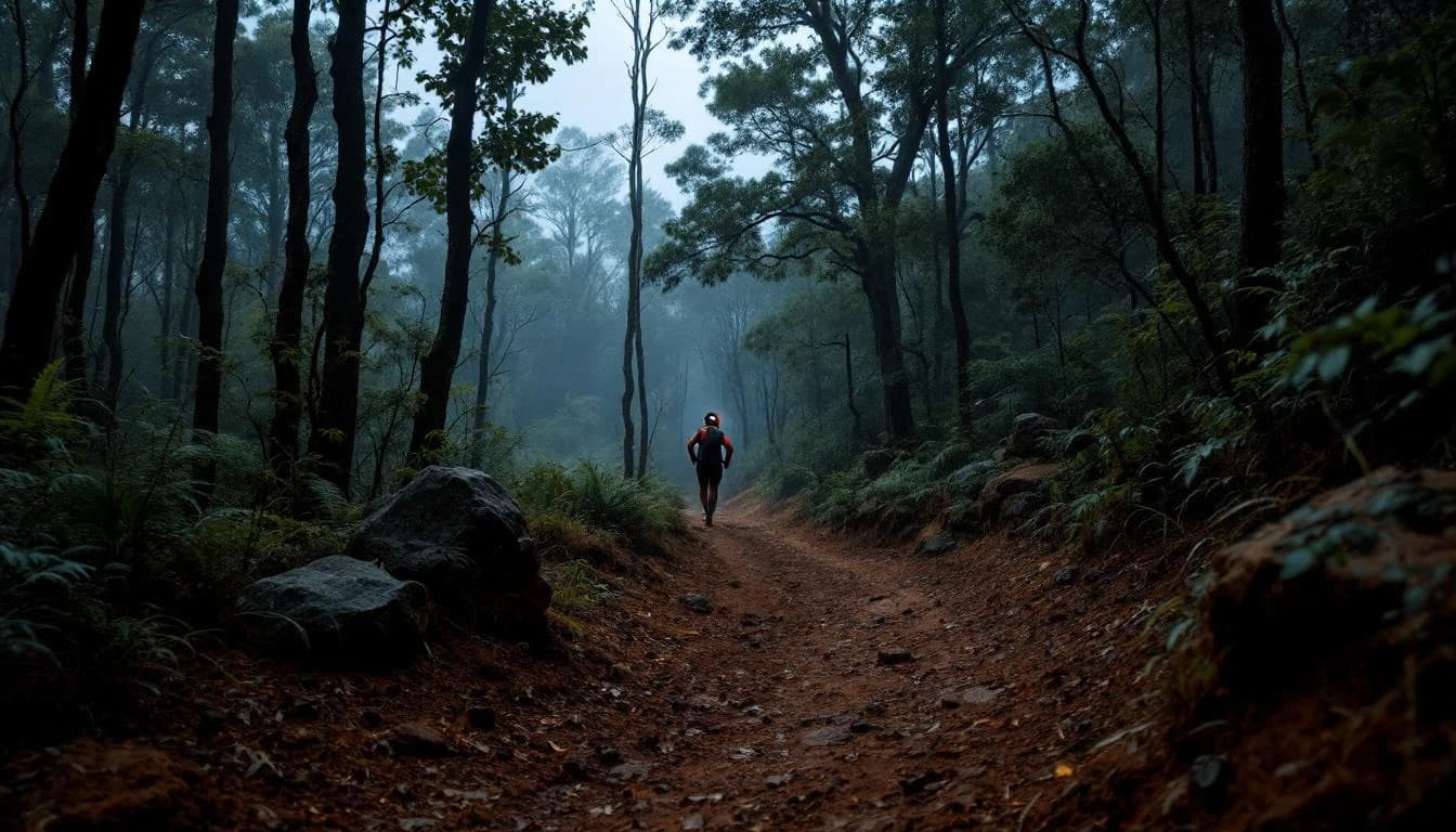 Trail running course through singletrack trails in Queensland, AU