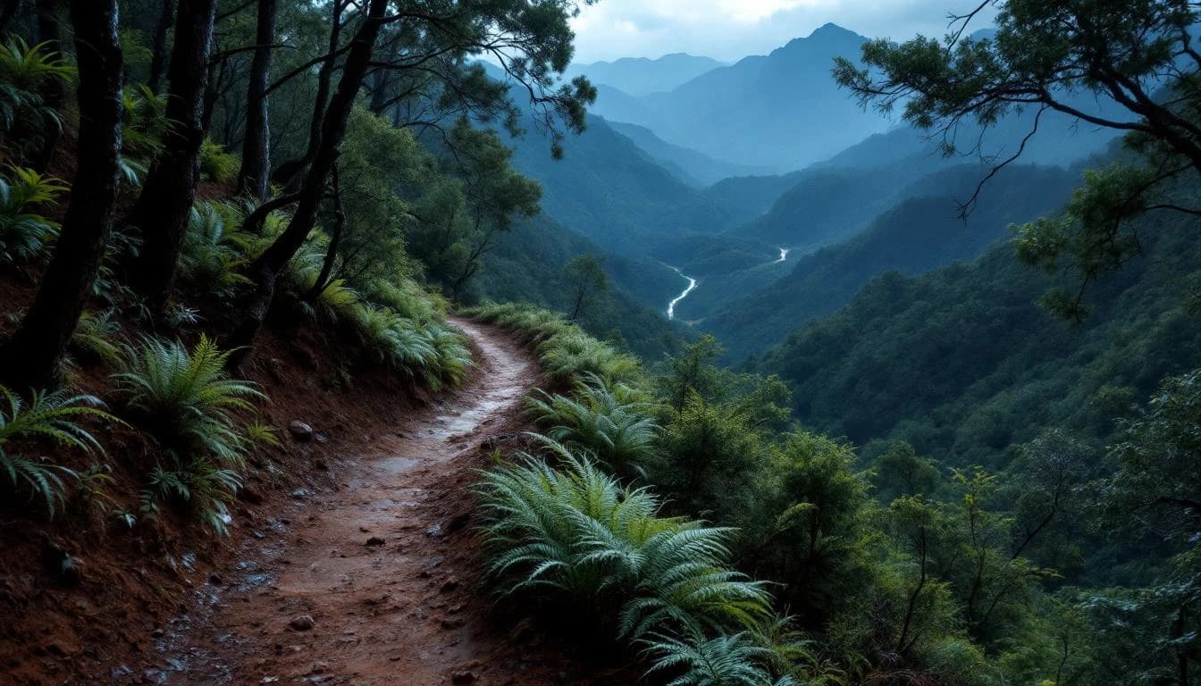 Trail running course through singletrack trails in Queensland, AU
