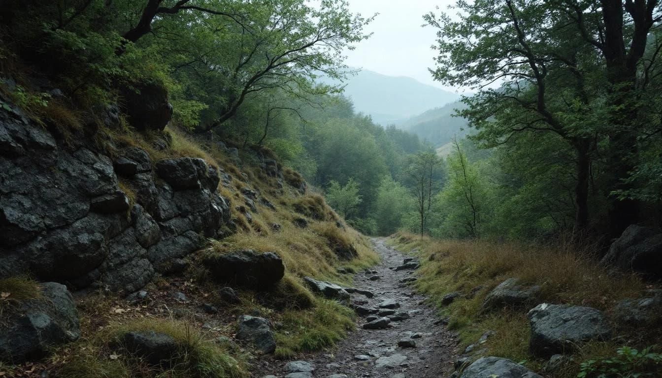 Trail running course through mixed terrain in West Sussex, GB