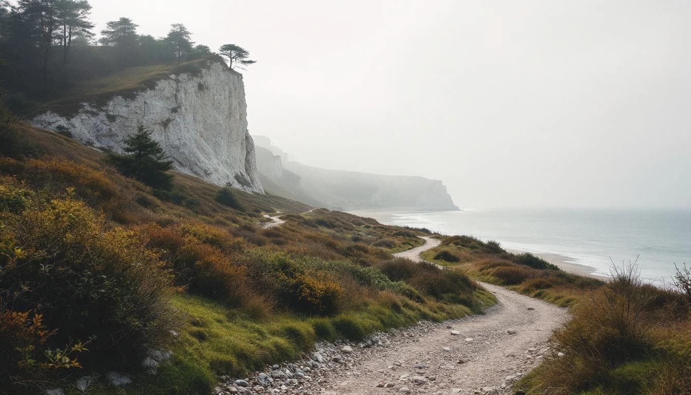 Trail running course through mixed terrain in Dorset, GB