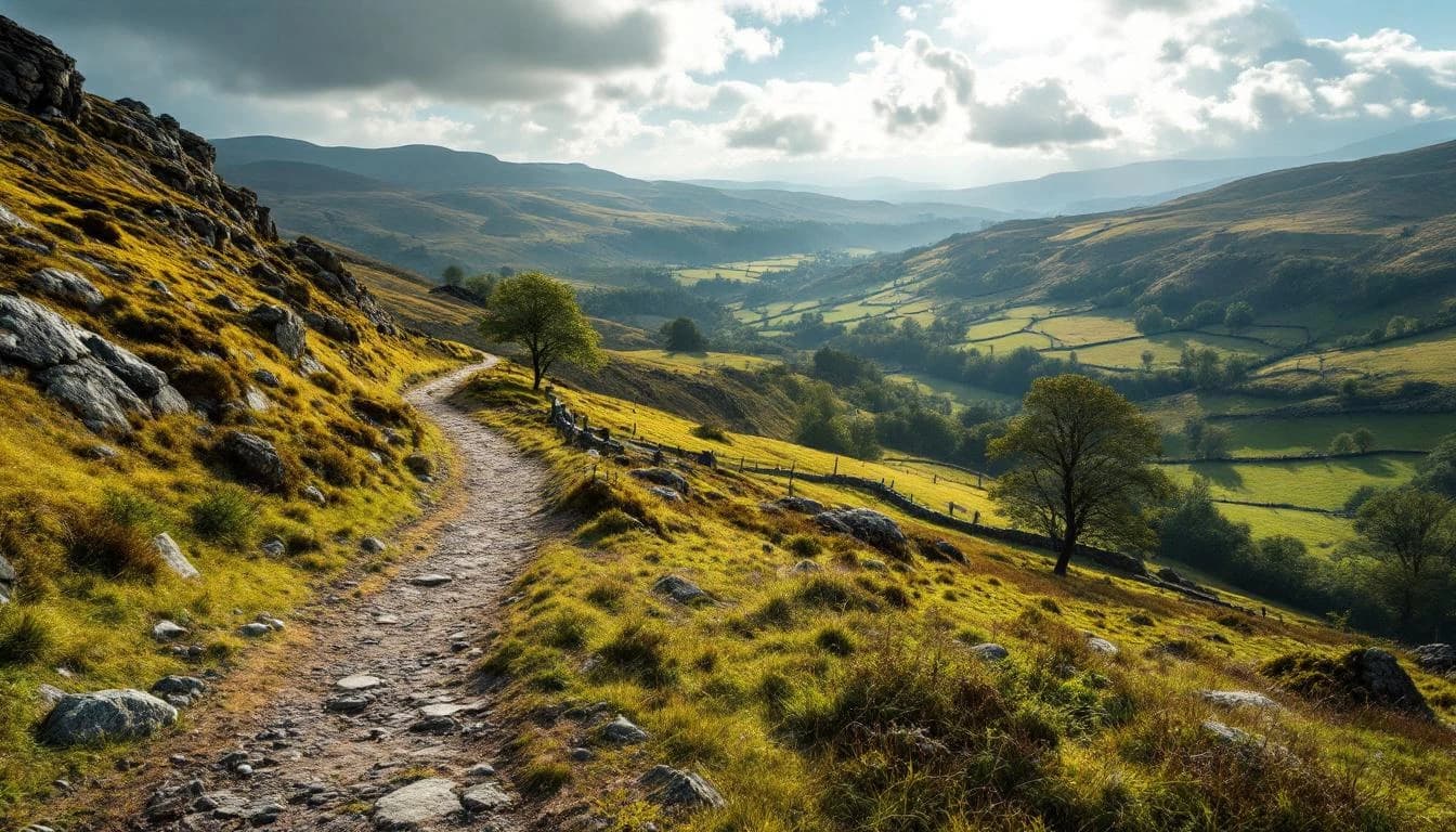 Trail running course through mixed terrain in Dorset, GB