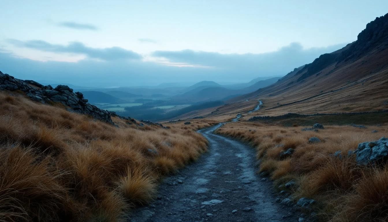 Trail running course through mixed terrain in Norfolk, GB