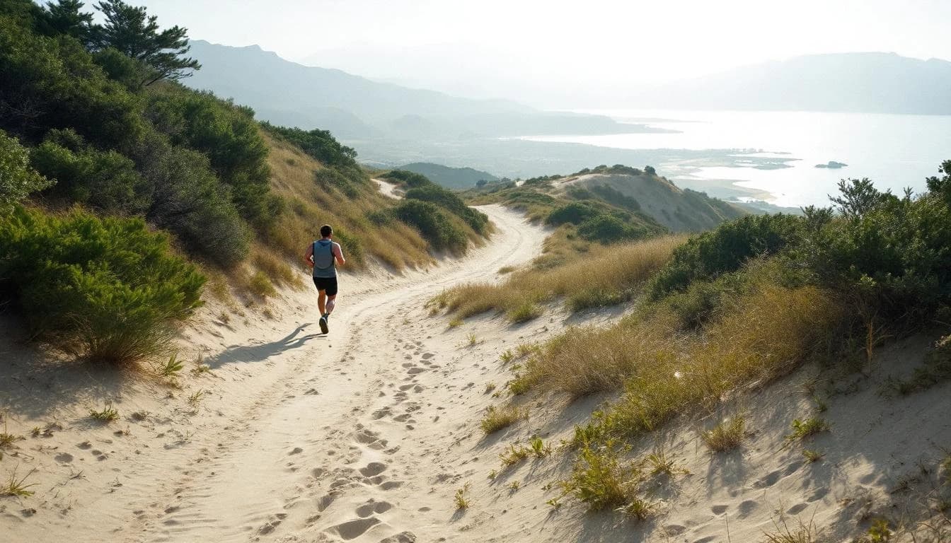 Trail running course through mixed terrain in NSW, AU