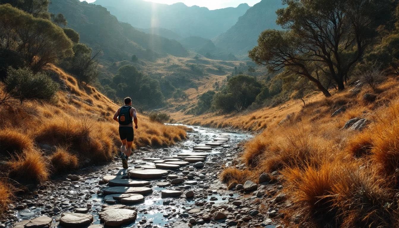 Trail running course through mixed terrain in NSW, AU