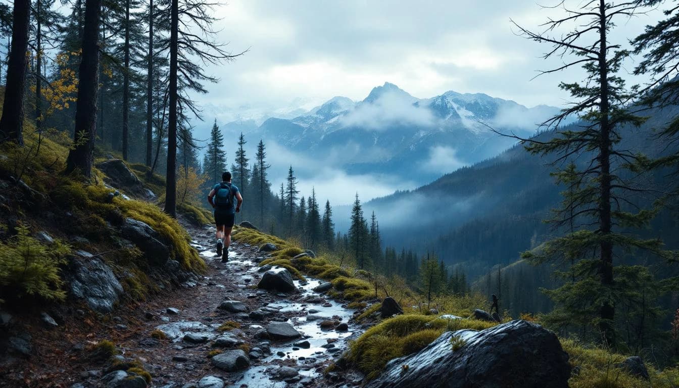 Trail running race course landscape