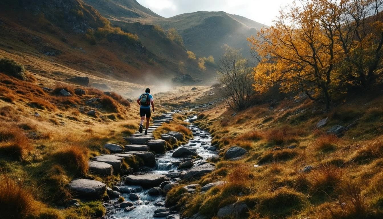 Trail running course through mixed terrain in Staffordshire, GB