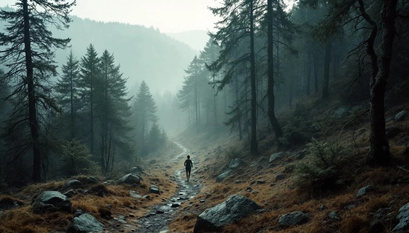 Trail running course through mixed terrain in Staffordshire, GB
