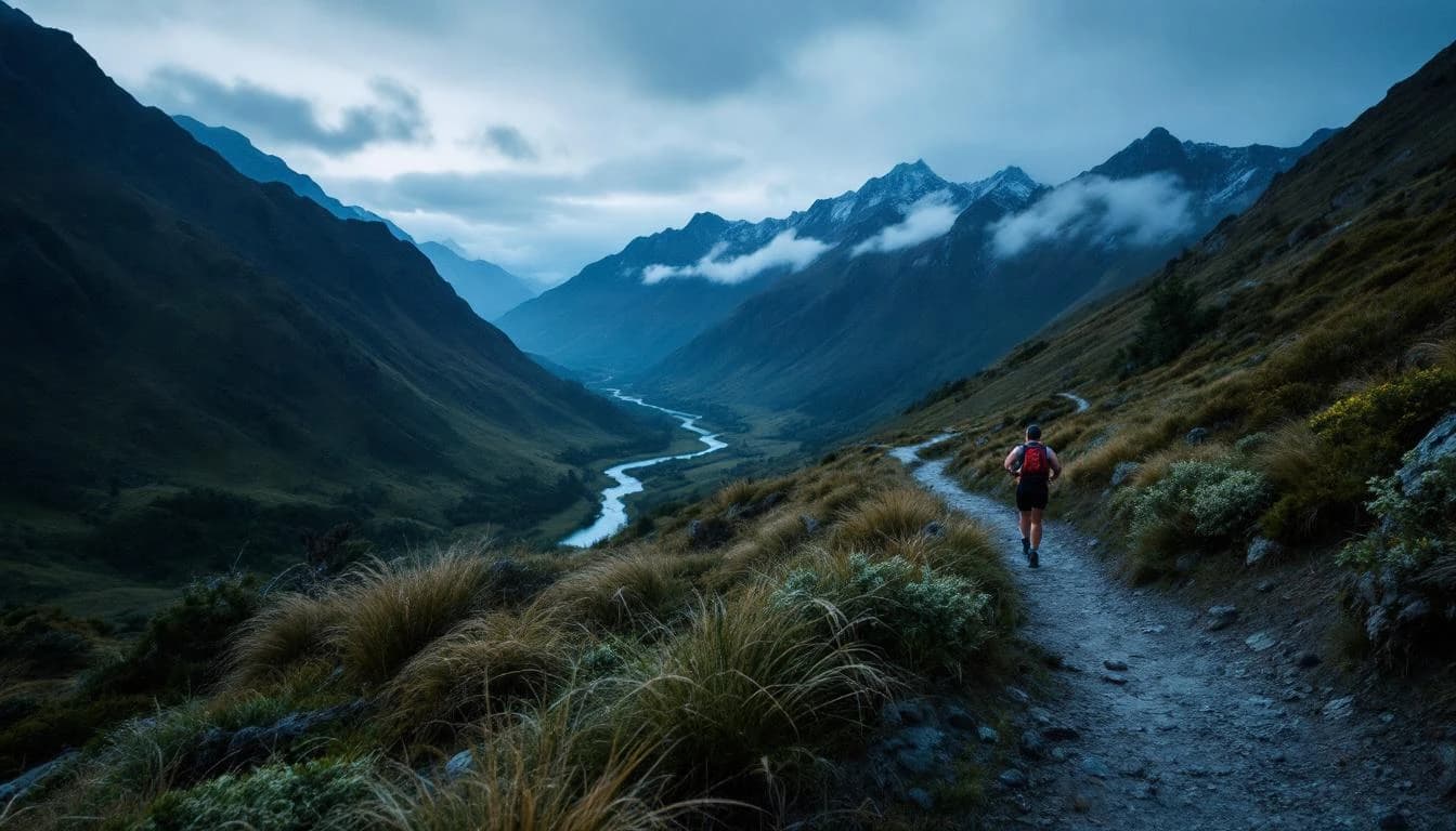 Trail running course through mixed terrain in Hawke's Bay, NZ