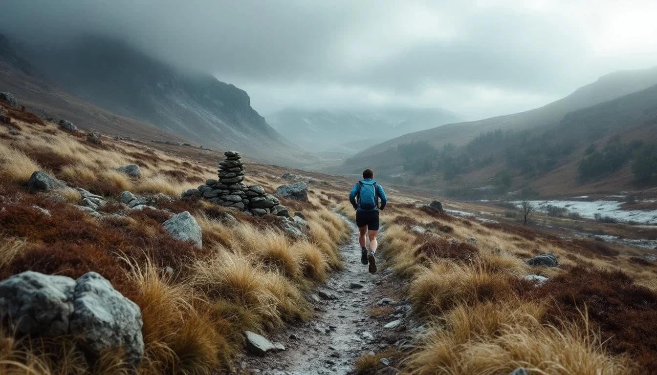 Trail running course through mixed terrain in East Sussex, GB