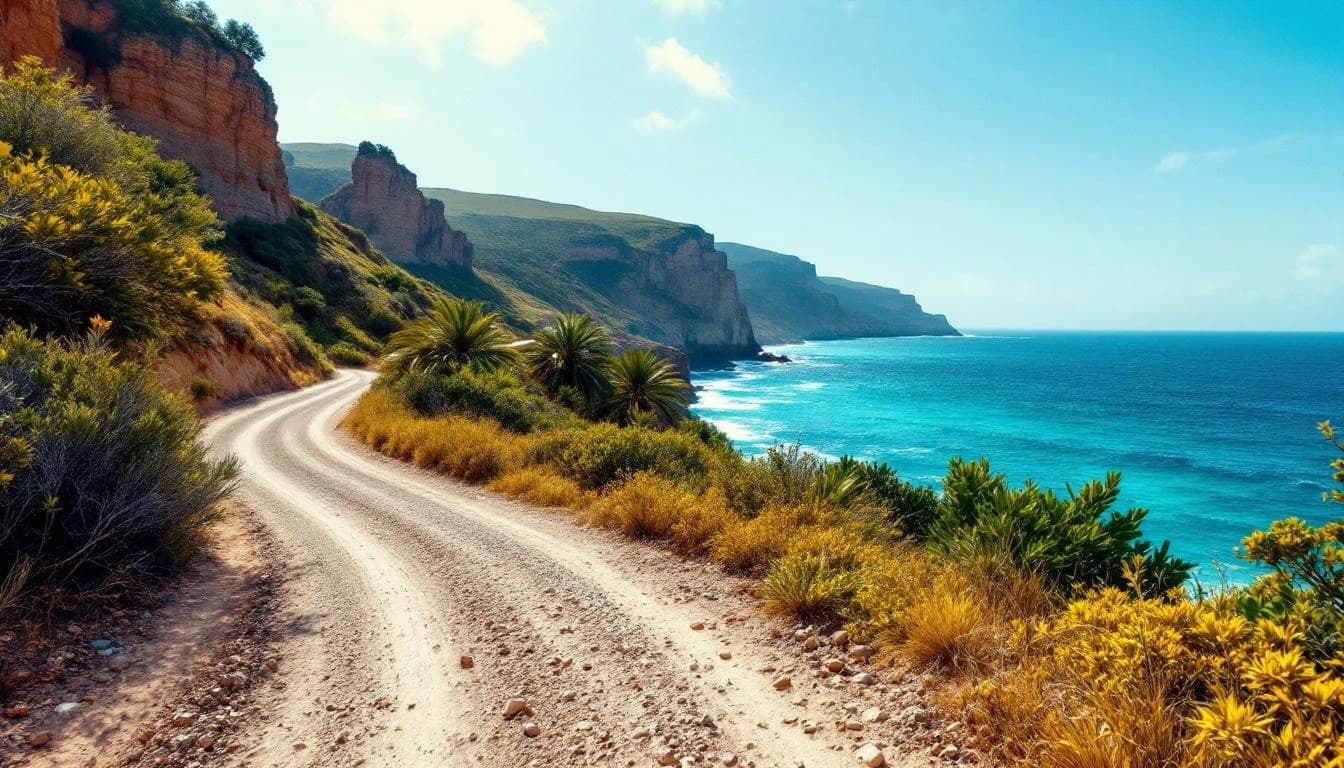 Trail running course through road course in South Australia, AU