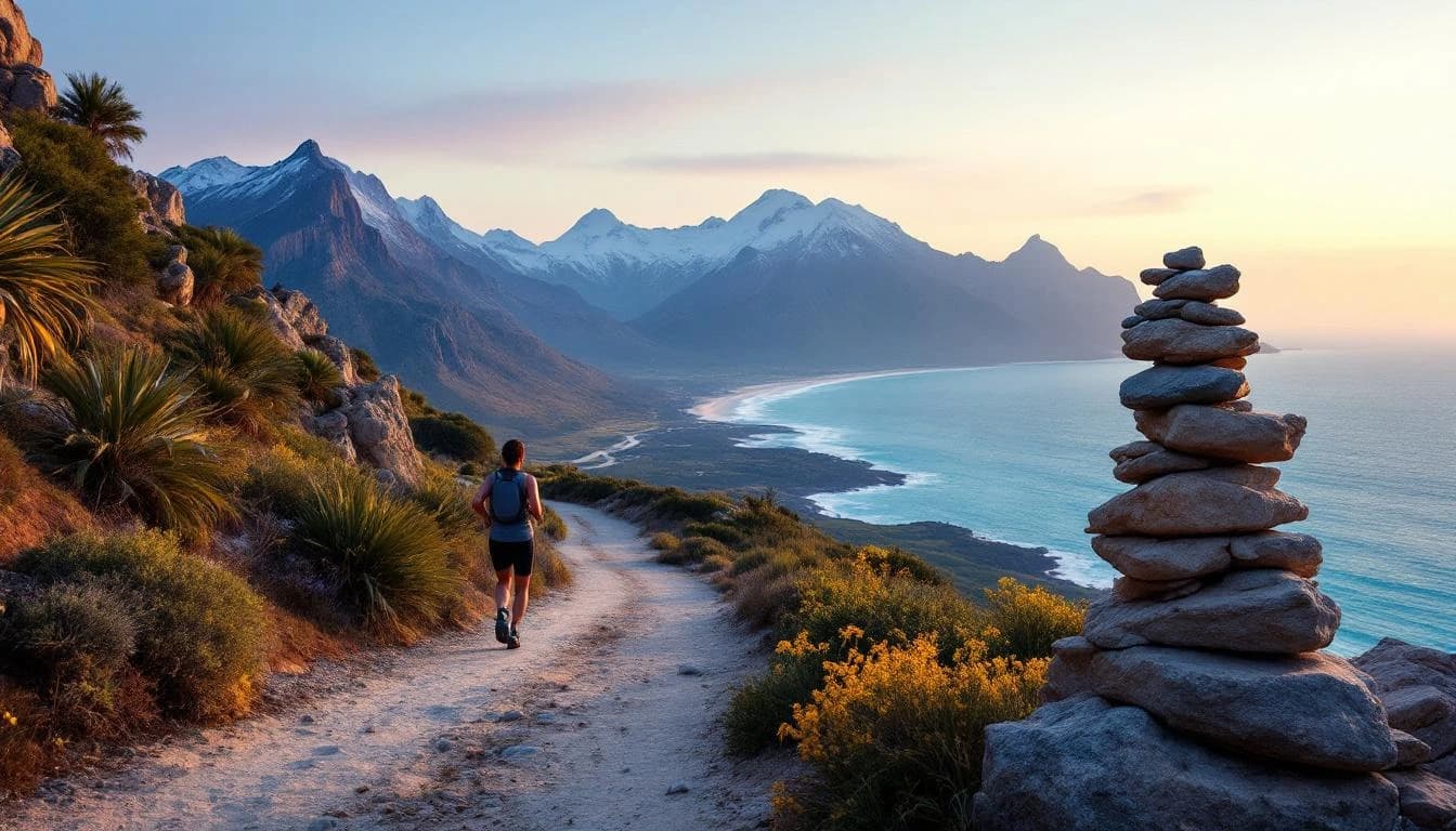 Trail running course through road course in South Australia, AU