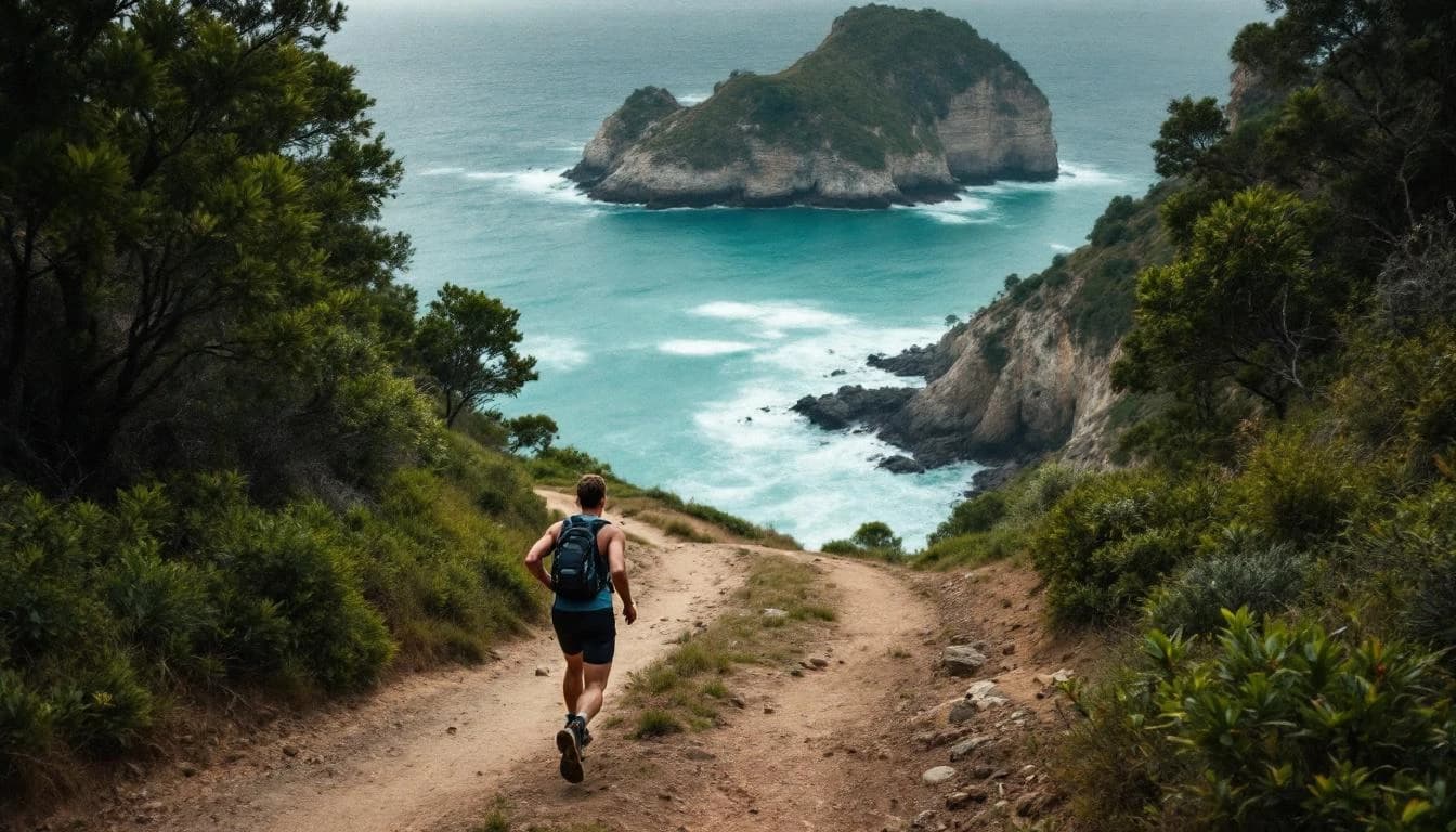Trail running course through road course in South Australia, AU