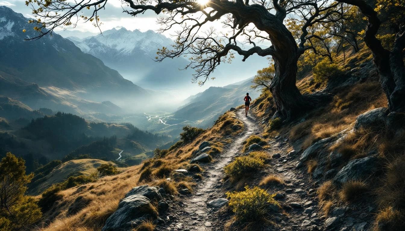 Trail running course through mixed terrain in Waikato, NZ