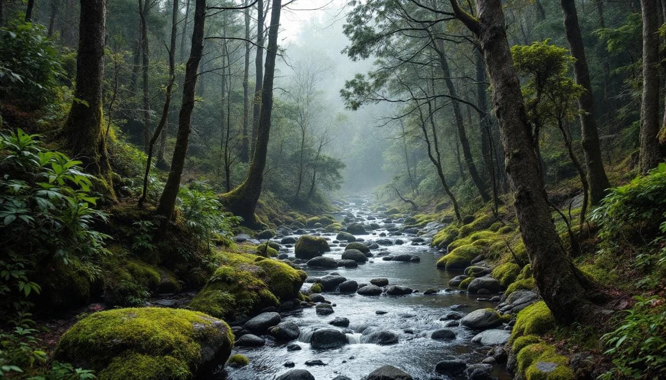 Trail running course through singletrack trails in Tasmania, AU