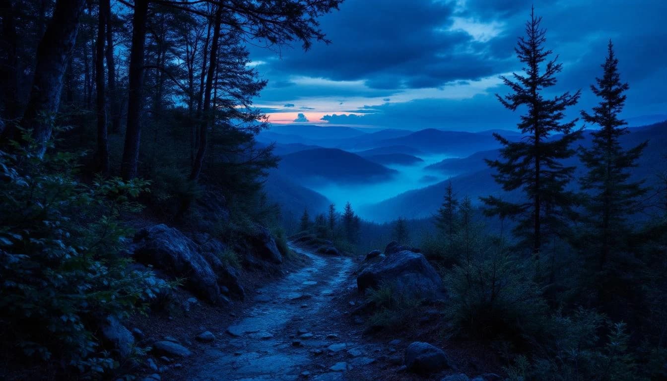 Trail running course near Jamesville, New York, USA