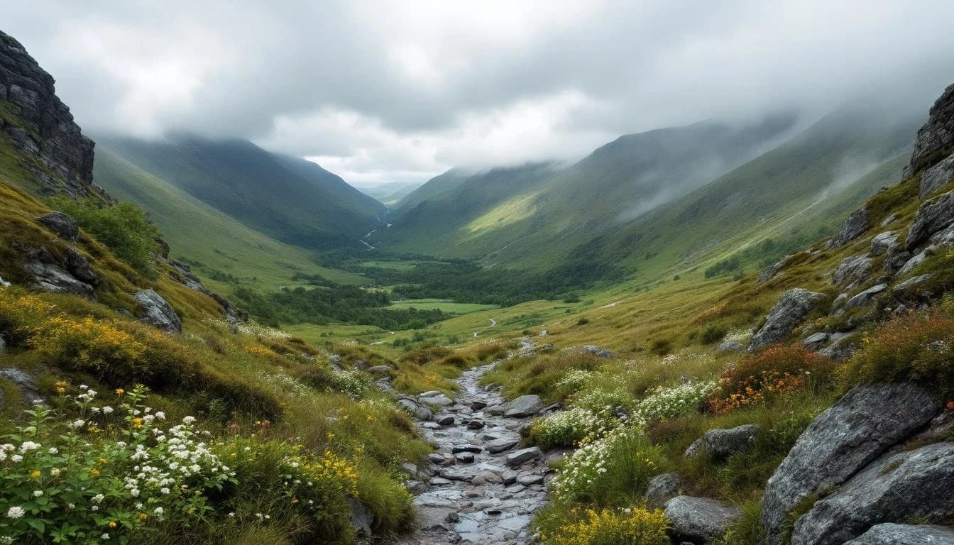 Trail running course through technical terrain in North Yorkshire, GB