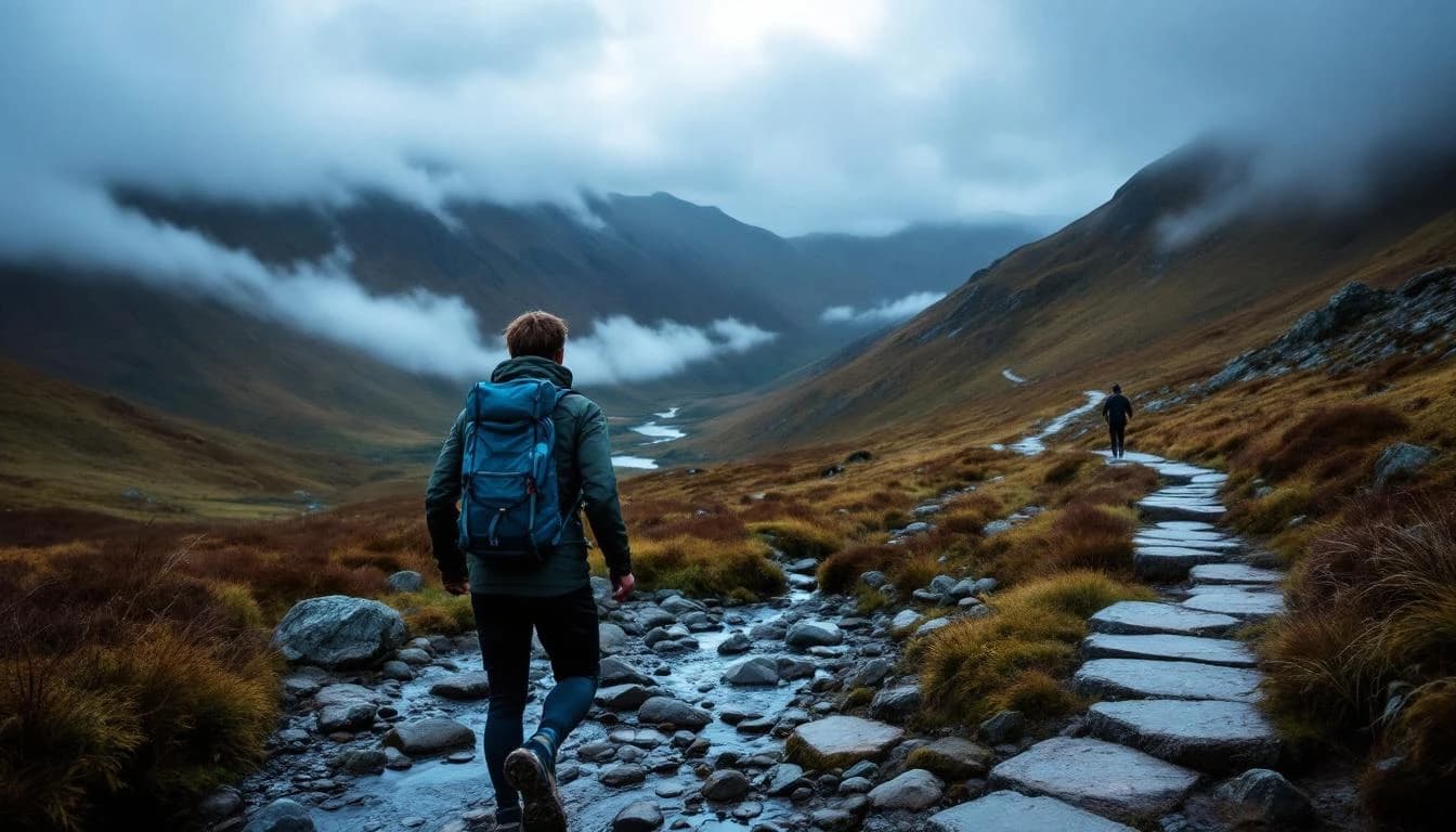 Trail running course through technical terrain in North Yorkshire, GB