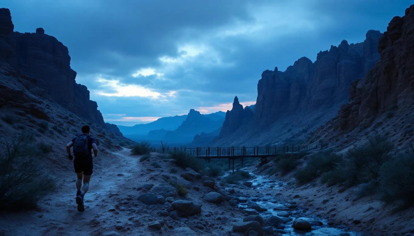 Trail running race course landscape