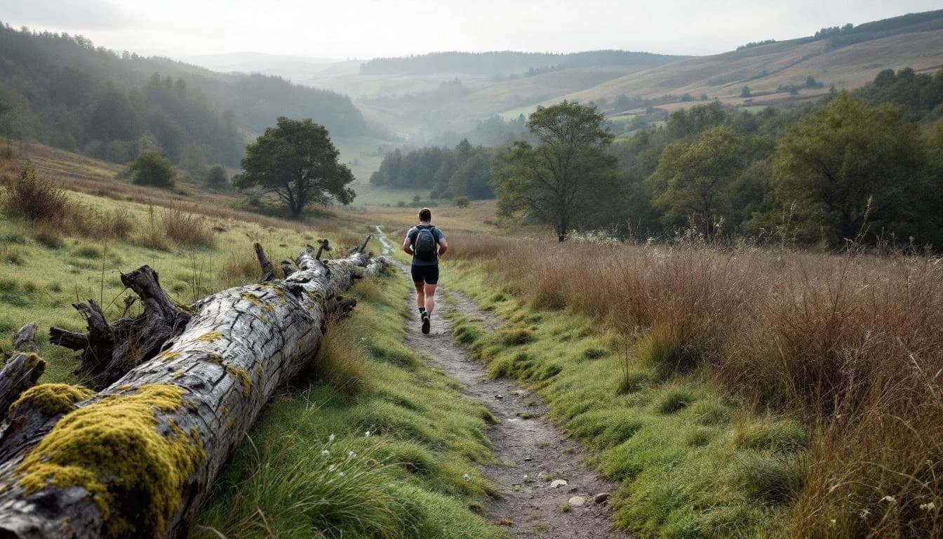 Trail running course through mixed terrain in Surrey, GB