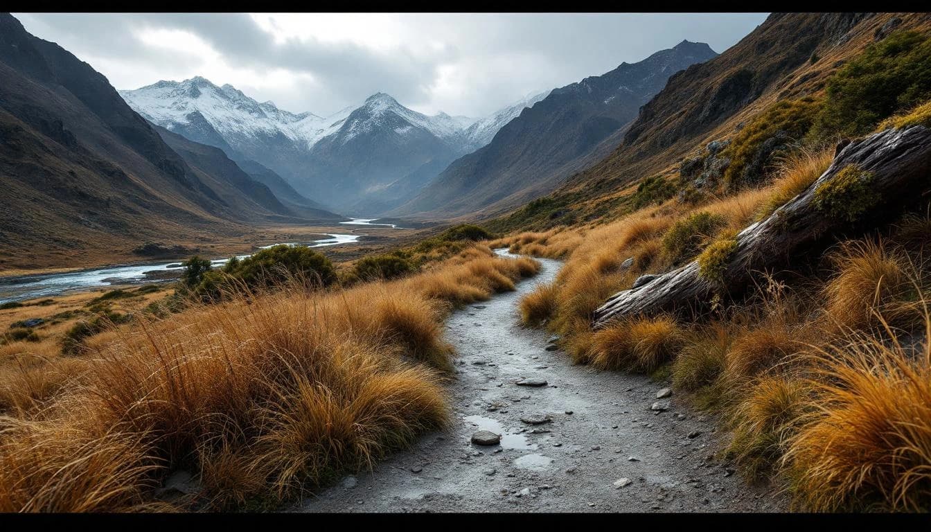 Trail running course through mixed terrain in Manawatu, NZ