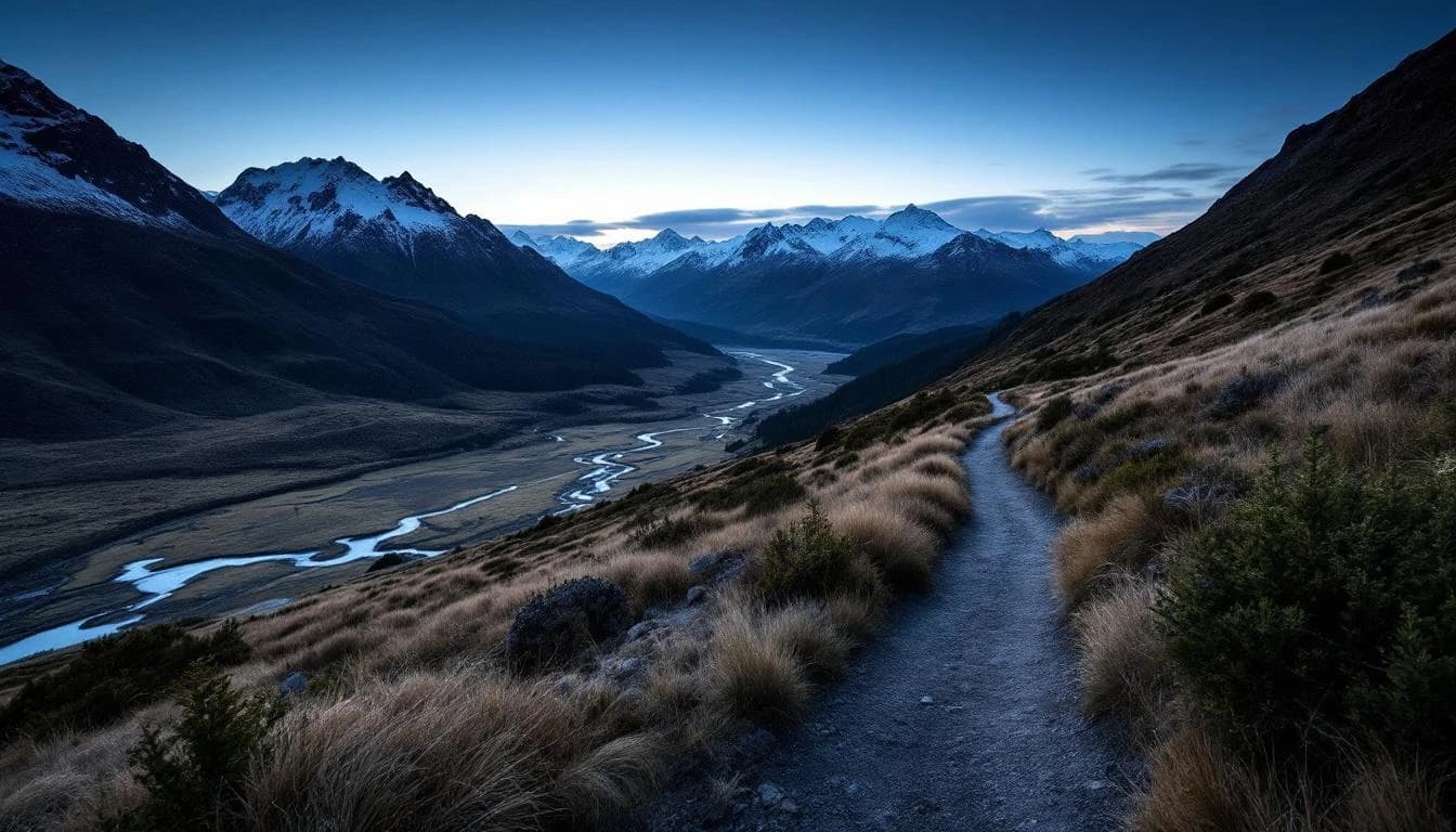 Trail running course through mixed terrain in Manawatu, NZ