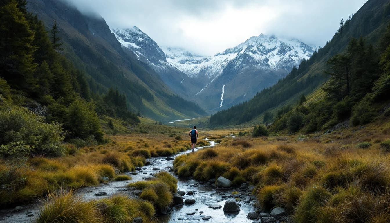 Trail running course through mixed terrain in Manawatu, NZ