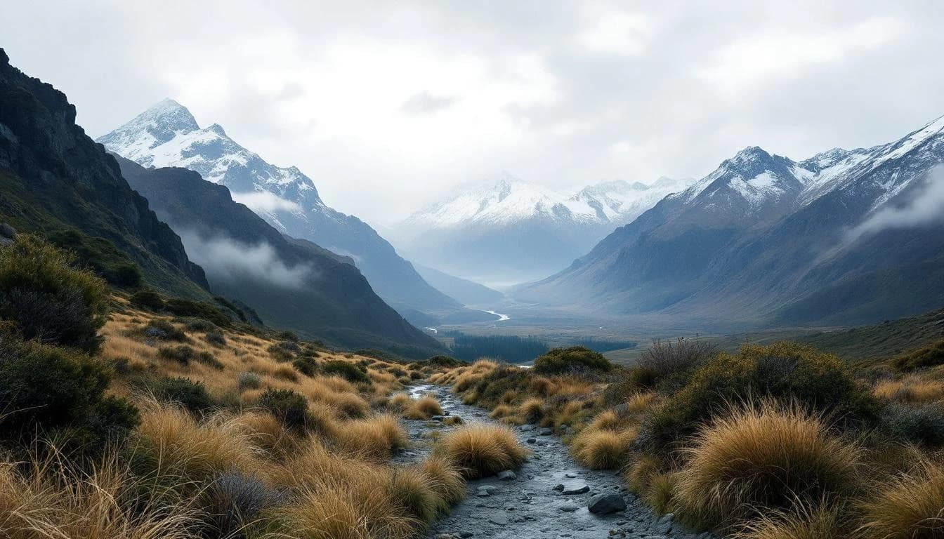 Trail running course through mixed terrain in Southland, NZ