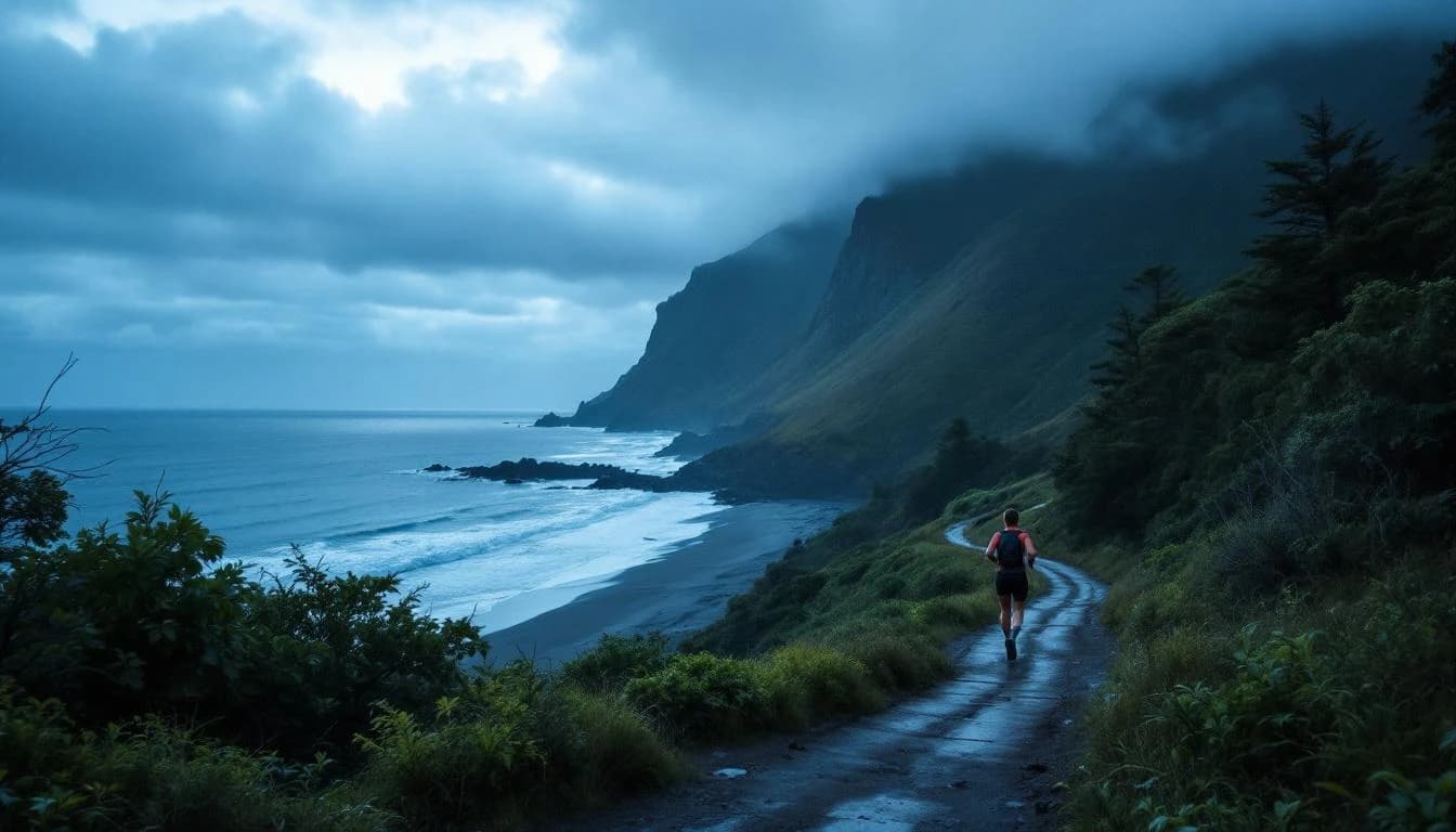 Trail running course through road course in Manawatu-Wanganui, NZ
