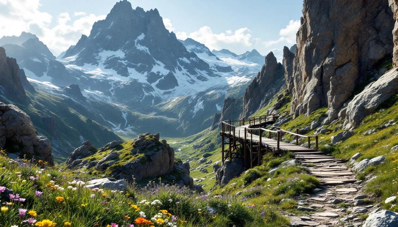 Trail running race course landscape