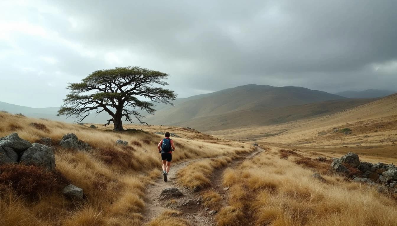 Trail running course through mixed terrain in Dorset, GB