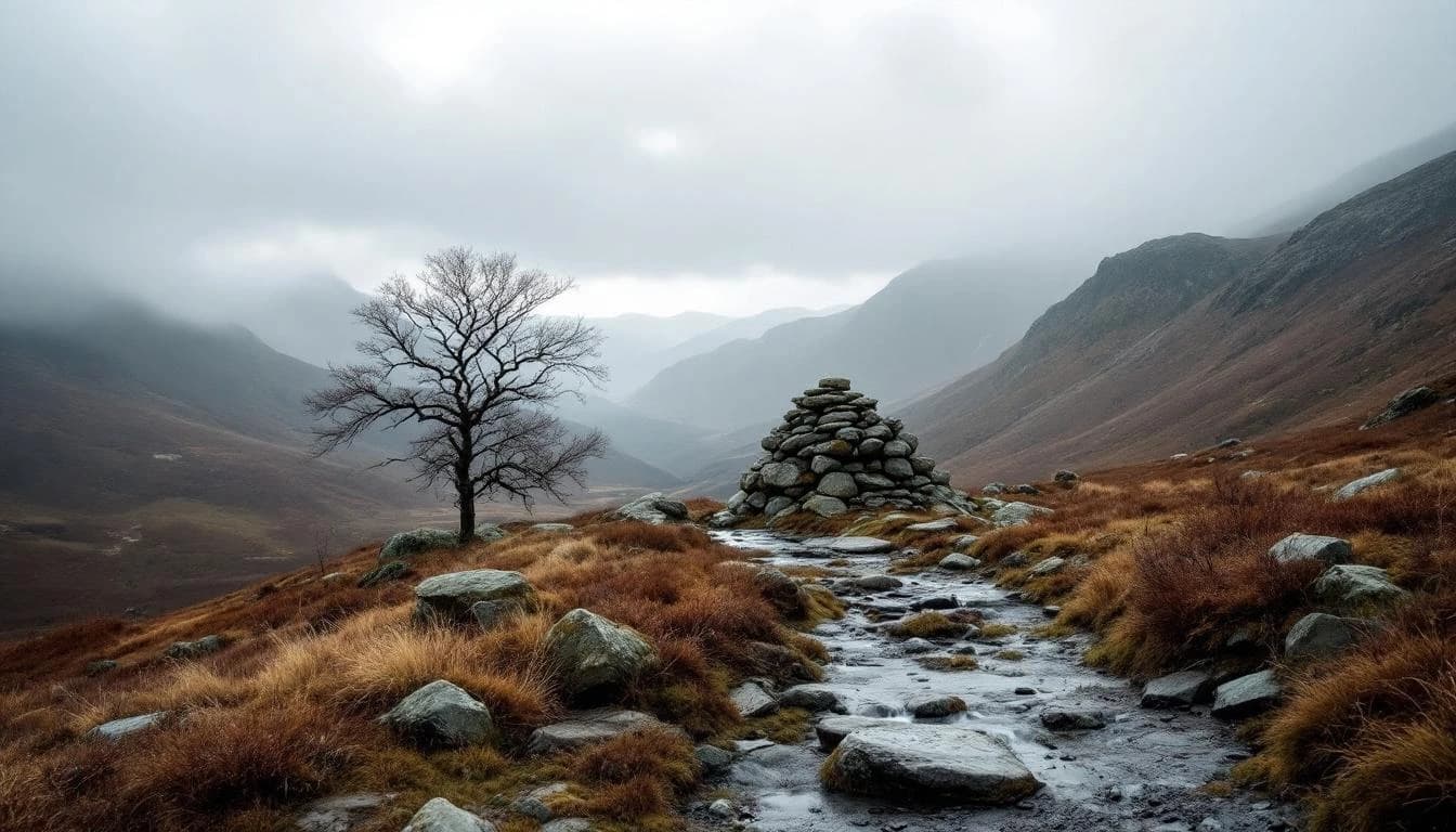 Trail running course through mixed terrain in Cumbria, GB