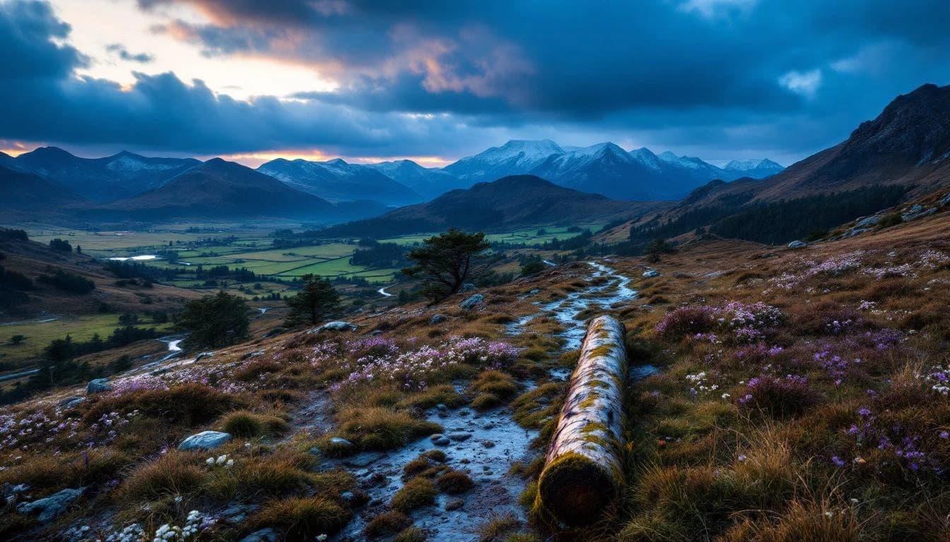 Trail running course through mixed terrain in England, GB