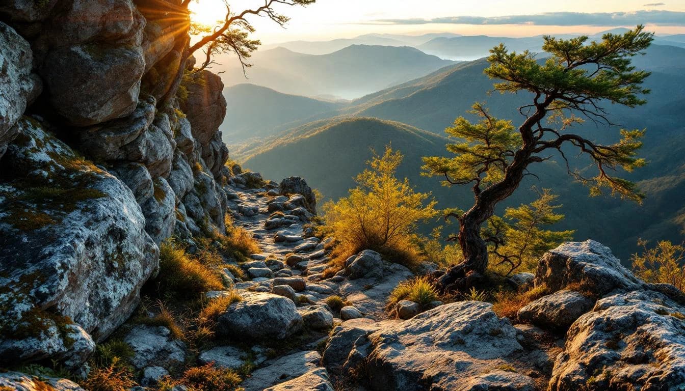 Trail running race course landscape