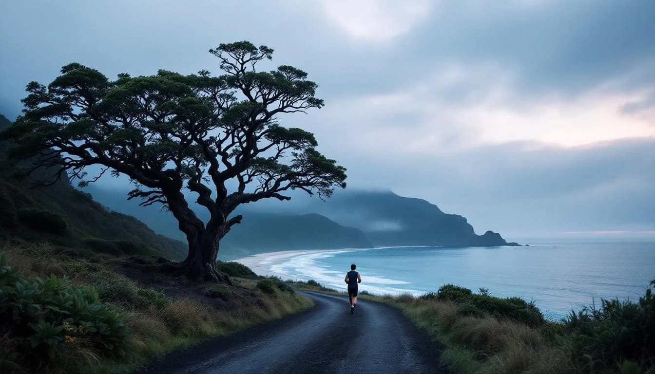 Trail running course through road course in Waikato, NZ