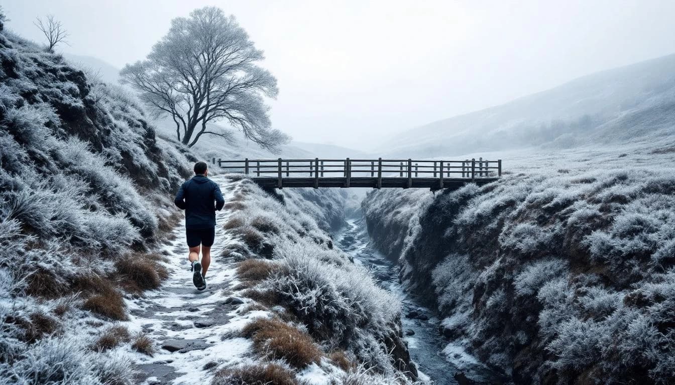 Trail running course through mixed terrain in North Yorkshire, GB