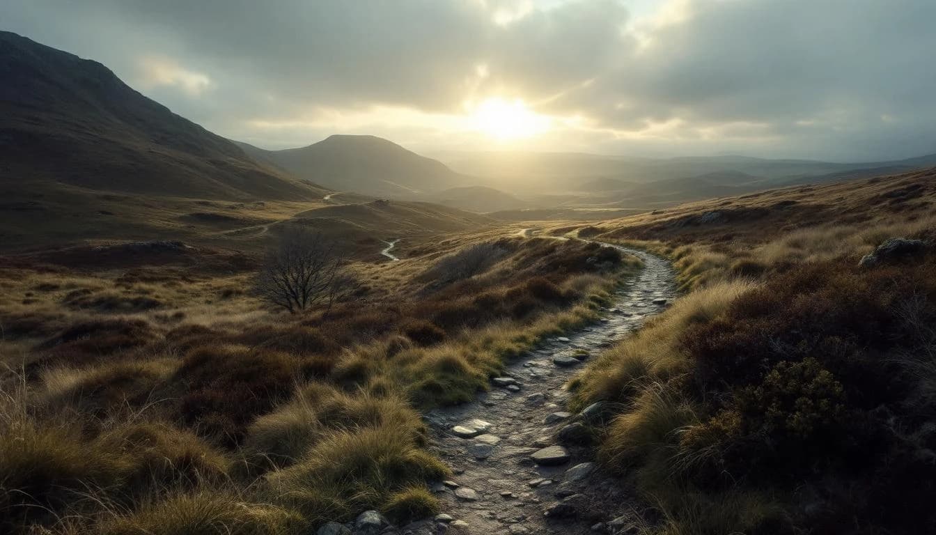 Trail running course through mixed terrain in North Yorkshire, GB