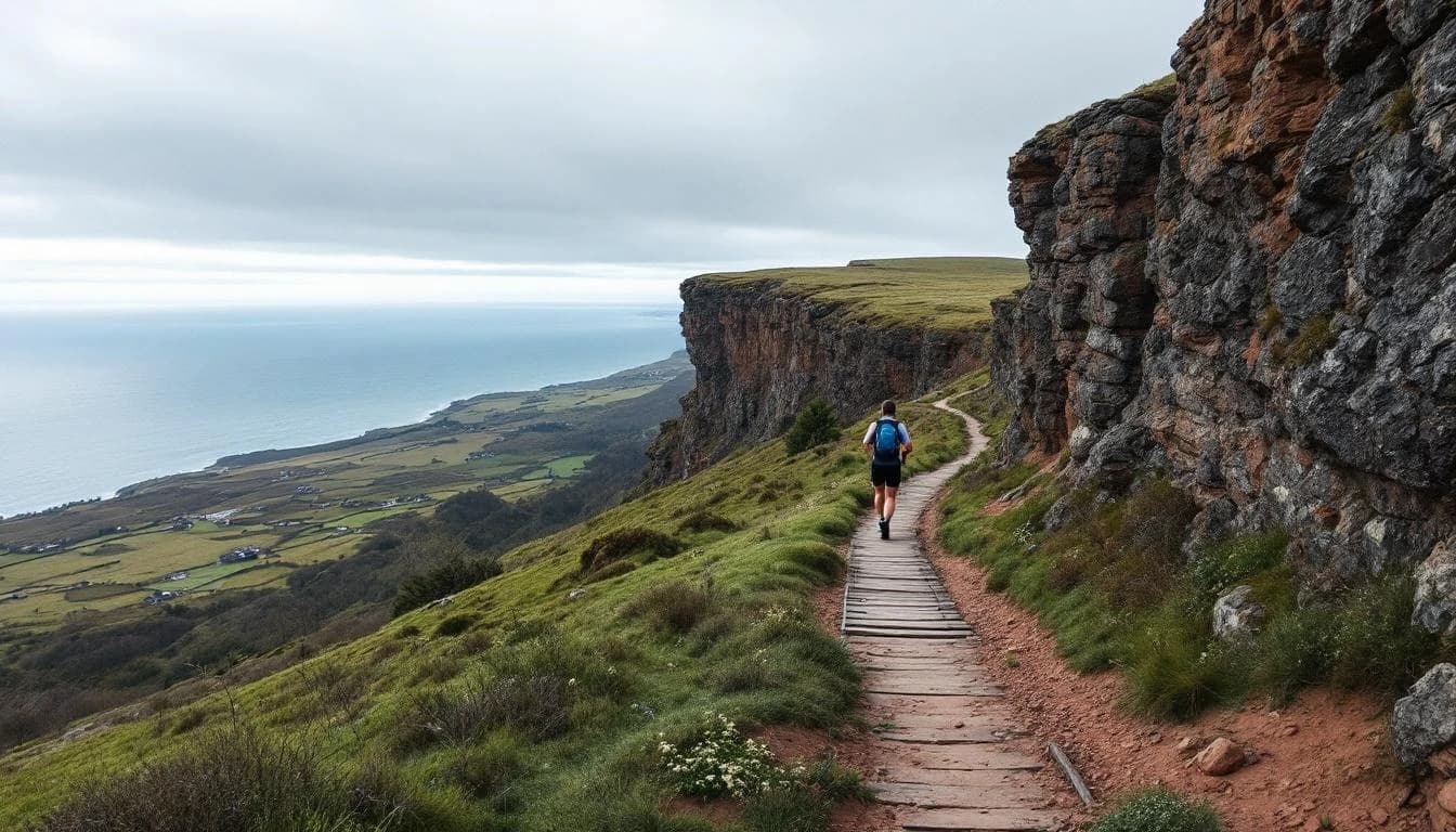 Trail running course through mixed terrain in North Yorkshire, GB
