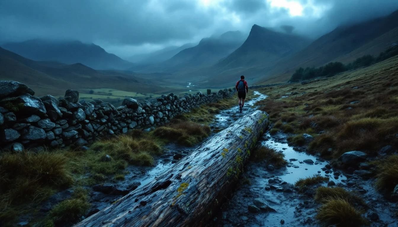 Trail running course through mixed terrain in North Yorkshire, GB