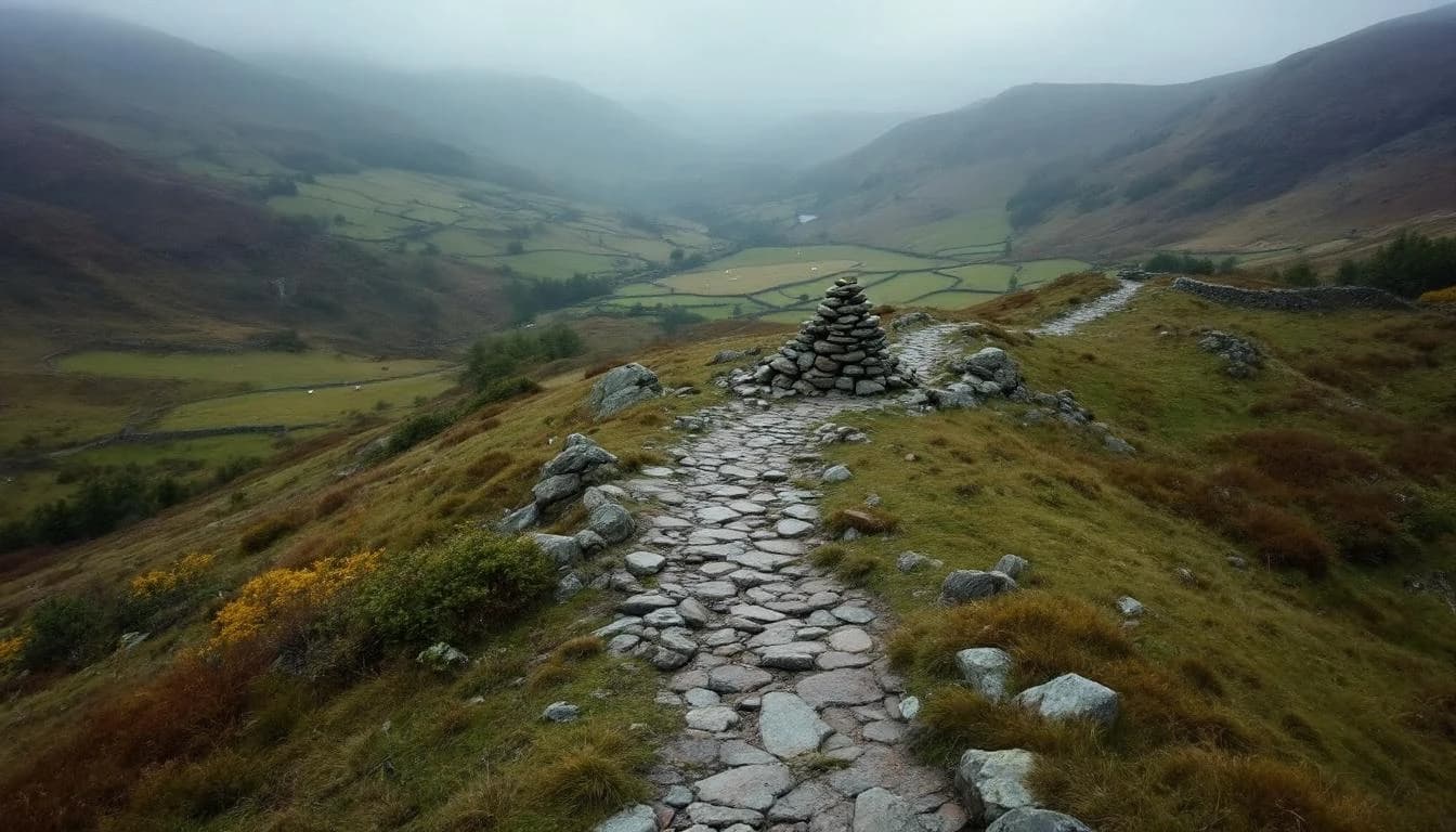 Trail running course through mixed terrain in North Yorkshire, GB